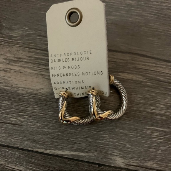 ANTHROPOLOGIE Mixed Metal Hoop Earrings - Picture 2 of 7